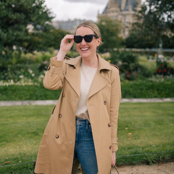 Theory Daye Tan Double Breasted Trench Coat Size Small - Picture 1 of 10